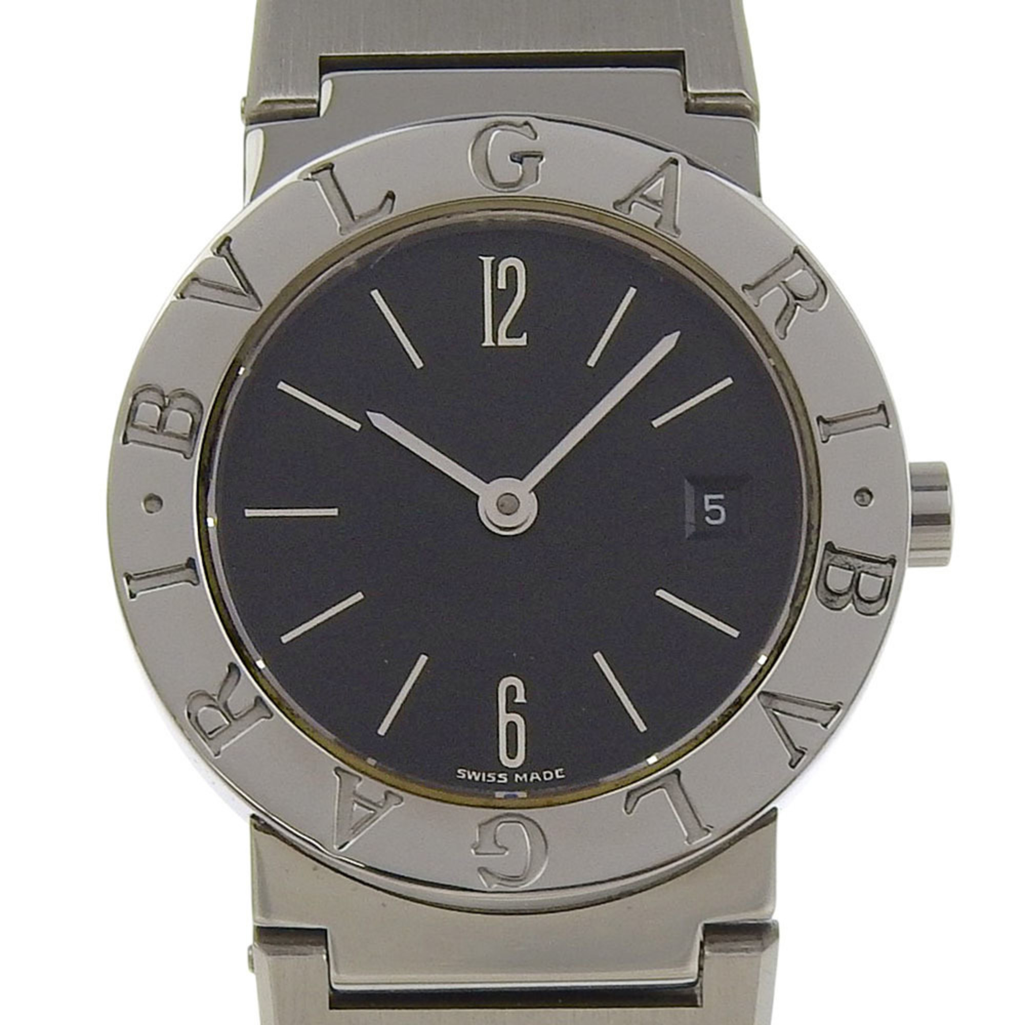 Like New Bvlgari Date Bb26ssd Black Dial Stainless Steel 26mm Quartz Womens